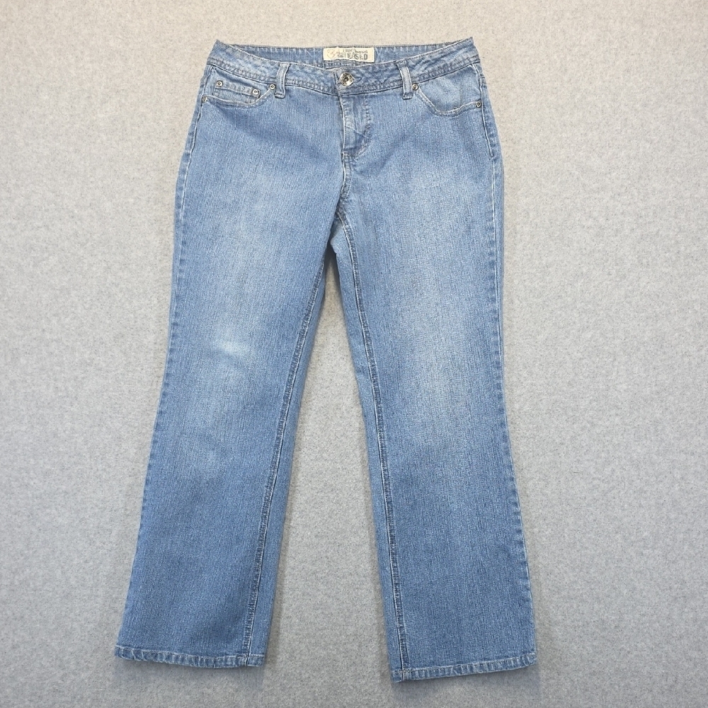 Faded Glory Petite Stretch Bootcut Jeans Size 6P Light Wash Eased Fit Denim